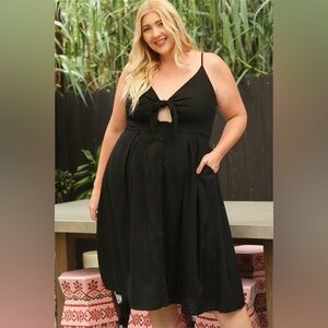 Tie Knot Black Button Down Dress XL
